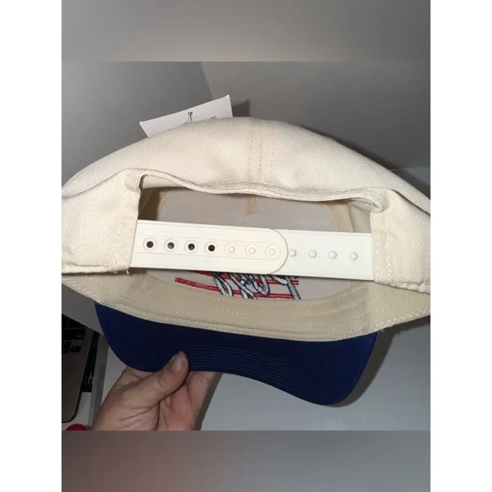 NWT ZORBAZ PIZZA embroidered SnapBack cream and blue hat - Picture 5 of 5